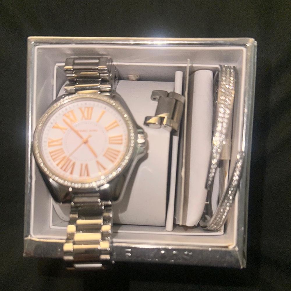 Michael Kors Silver Watch with Rose Gold Dial